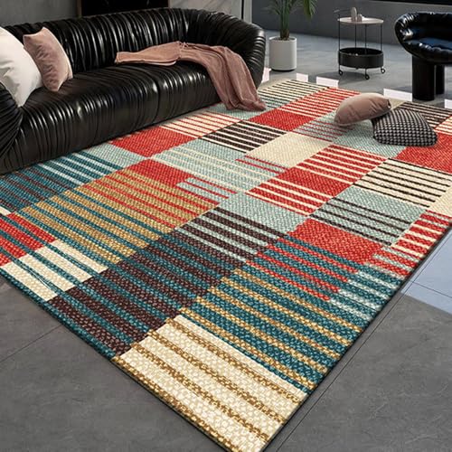 Taidianolp Teppich Zimmer Deko,Mehrfarbige geometrische Streifen, Blau, Braun, Beige, modernes Design, Rot, 180 x 200 cm,Teppiche für Sessel Wohnzimmer Schlafzimmer Büro Balkon, Taidianolp Teppich Zimmer Deko,Mehrfarbige geometrische Streifen, Blau, Braun, Beige, modernes Design, Rot, 180 x 200 cm,Teppiche für Sessel Wohnzimmer Schlafzimmer Büro Balkon, von Taidianolp