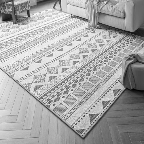 Taidianolp Teppich Zimmer Deko,Moderner Druck mit geometrischem Vintage-Design, Grau, 120 x 210 cm,Teppiche für Wohnzimmer Schlafzimmer Arbeitszimmer Schlafsofa von Taidianolp