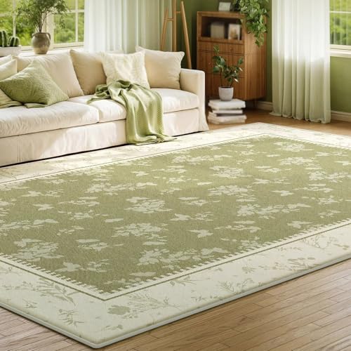 Taidianolp Teppich Zimmer Deko,Moderner rustikaler Blumendruck, Grün, 120 x 210 cm,Teppiche für Wohnzimmer Schlafzimmer Arbeitszimmer Schlafsofa von Taidianolp