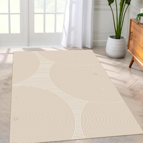 Taidianolp Teppich Zimmer Deko,Modernes geometrisches Design, Braun-Creme, 120 x 120 cm,Waschbarer Kurzflor Teppiche Designer Modern Schlafzimmer von Taidianolp