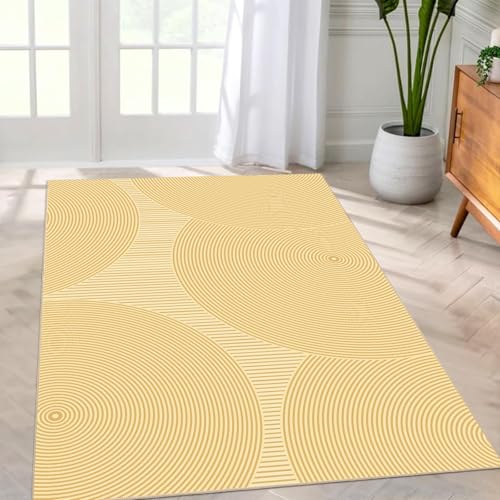 Taidianolp Teppich Zimmer Deko,Modernes geometrisches Design, Ockergelb, 80 x 150 cm,Waschbarer Kurzflor Teppiche Küche Schlafzimmer Teppichläufer von Taidianolp