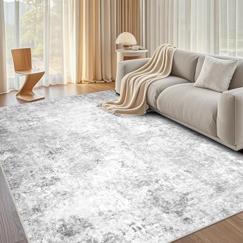 Taidianolp Teppich Zimmer Deko,Neutrale Farbe, abstrakt, modernes Dekor im Used-Look, Grau, 80 x 120 cm,Kurzflor Teppiche Badezimmer Küchen Sessel Schlafzimmer, von Taidianolp