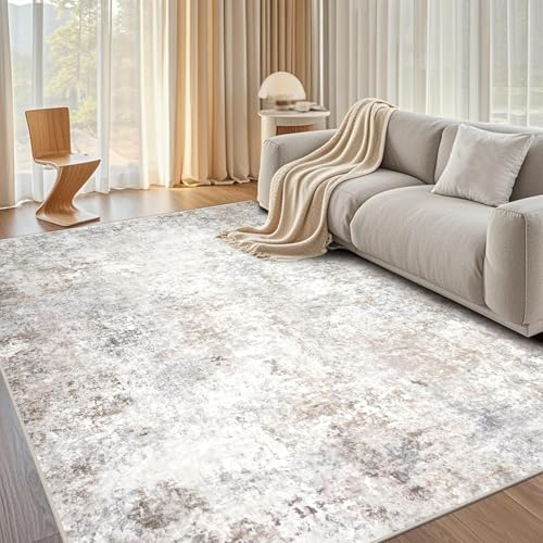 Taidianolp Teppich Zimmer Deko,Neutrale Farbe, abstraktes, modernes Dekor im Used-Look, Braun, 80 x 120 cm,Kurzflor Teppiche Badezimmer Küchen Sessel Schlafzimmer, von Taidianolp
