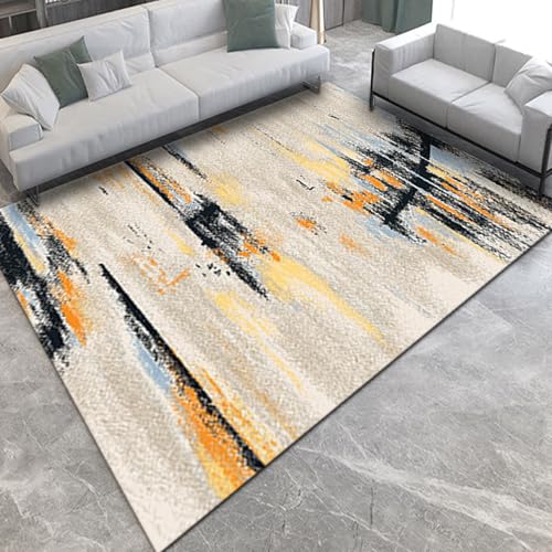 Taidianolp Teppich Zimmer Deko,Schwarz, Blaugrün, Blau, Abstraktes Muster, Modern, Orange, 90 x 120 cm,Waschbar Kurzflor Teppiche Schlafzimmer Homeoffice Dekoration von Taidianolp