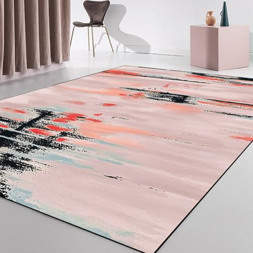 Taidianolp Teppich Zimmer Deko,Schwarz, Blaugrün, Blau, Abstraktes Muster, Modern, Rot, 90 x 120 cm,Waschbar Kurzflor Teppiche Schlafzimmer Homeoffice Dekoration von Taidianolp