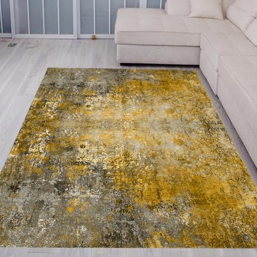 Taidianolp Teppich Zimmer Deko,Schwarz Grau Abstrakt Art Deco Modern,Gelb, 90 x 150 cm,Waschbar Kurzflor Teppiche Bodenschutzmatte für Hartböden Taidianolp Teppich Zimmer Deko,Schwarz Grau Abstrakt Art Deco Modern,Gelb, 90 x 150 cm,Waschbar Kurzflor Teppiche Bodenschutzmatte für Hartböden von Taidianolp