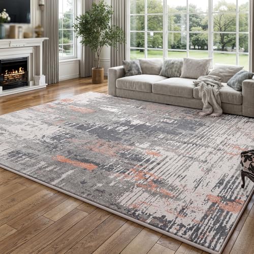 Taidianolp Teppich Zimmer Deko,Schwarz-Grau-Weiß-Abstrakter moderner Druck, Orange, 150 x 240 cm,Teppiche Wohnzimmer Ecksofa, Waschbar,Anti-Rutsch Unterseite, von Taidianolp