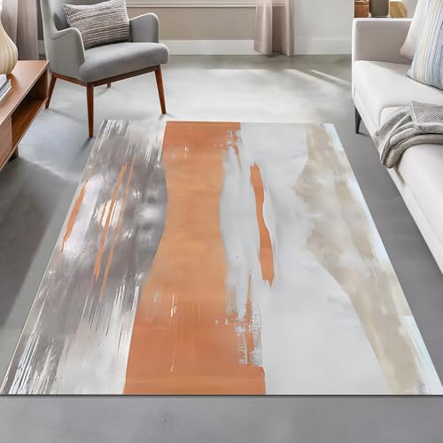 Taidianolp Teppich Zimmer Deko,Schwarz Weiß Grau Abstrakt Modern, Orange, 160 x 230 cm,Teppiche groß Wintergarten Wohnzimmer Schlafzimmer Dekoration von Taidianolp