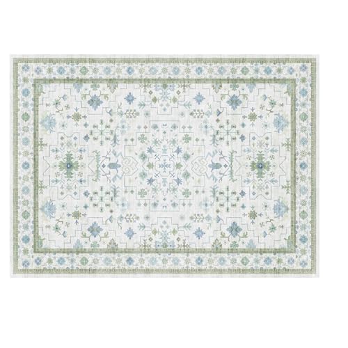 Taidianolp Teppich Zimmer Deko,Traditionelles geometrisches Blumenmuster im Vintage-Stil, Grün, 100 x 160 cm,Wohnzimmer Büro Schlafzimmer Teenager Jugendzimmer von Taidianolp
