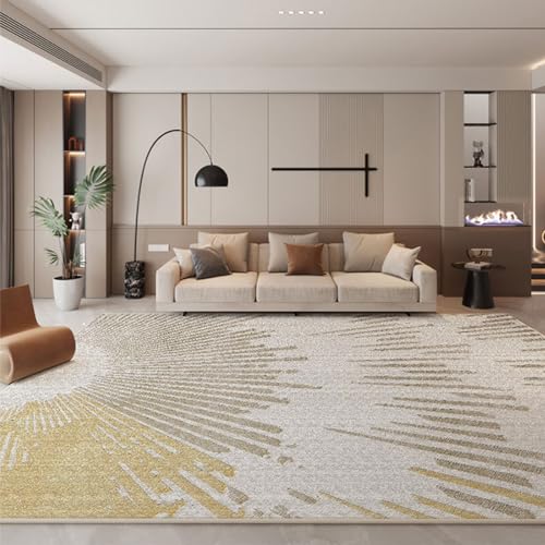 Teppich Wohnzimmer Deko,Taupe,160 x 160 cm,Moderner Abstrakter Druck Gelb Taupe Kühles Grau von Taidianolp