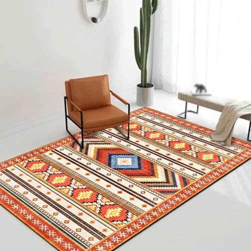 Teppich Zimmer Deko,Mehrfarbiger geometrischer Vintage-Druck, traditionell und modern, Orange, 160 x 230 cm,Teppiche groß Wintergarten Wohnzimmer Schlafzimmer Dekoration Teppich Zimmer Deko,Mehrfarbiger geometrischer Vintage-Druck, traditionell und modern, Orange, 160 x 230 cm,Teppiche groß Wintergarten Wohnzimmer Schlafzimmer Dekoration von Taidianolp
