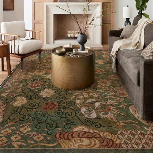 Teppich Zimmer Deko,Mehrfarbiges rotes Blumenmuster im Vintage-Stil, traditionelles Muster, Grün, 80 x 150 cm,Waschbarer Kurzflor Teppiche Küche Schlafzimmer Teppichläufer Teppich Zimmer Deko,Mehrfarbiges rotes Blumenmuster im Vintage-Stil, traditionelles Muster, Grün, 80 x 150 cm,Waschbarer Kurzflor Teppiche Küche Schlafzimmer Teppichläufer von Taidianolp