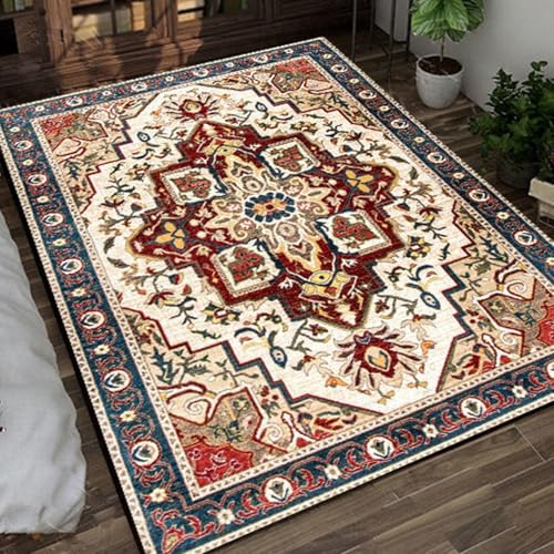 Teppich Zimmer Deko,Vintage, Mehrfarbig, cremeweiß, floral, traditionell, rot, 120 x 200 cm,Teppiche für Hartholzböden Nachttisch Wohnzimmer Sofas Couches Teppich Zimmer Deko,Vintage, Mehrfarbig, cremeweiß, floral, traditionell, rot, 120 x 200 cm,Teppiche für Hartholzböden Nachttisch Wohnzimmer Sofas Couches von Taidianolp