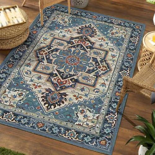 Teppich Zimmer Deko,Vintage Mehrfarbig Floral Traditionell Retro Distressed, blau, 120 x 200 cm,Teppiche für Hartholzböden Nachttisch Wohnzimmer Sofas Couches Teppich Zimmer Deko,Vintage Mehrfarbig Floral Traditionell Retro Distressed, blau, 120 x 200 cm,Teppiche für Hartholzböden Nachttisch Wohnzimmer Sofas Couches von Taidianolp