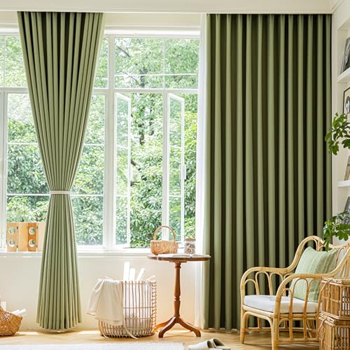 Vorhänge Blickdicht mit Ösen Gardinen für Schlafzimmer Wohnzimmer, Lärmschutzvorhang Winter Warm,2er Set,Green,W200 x L250 cm(Breite x Höhe) von Taidianolp