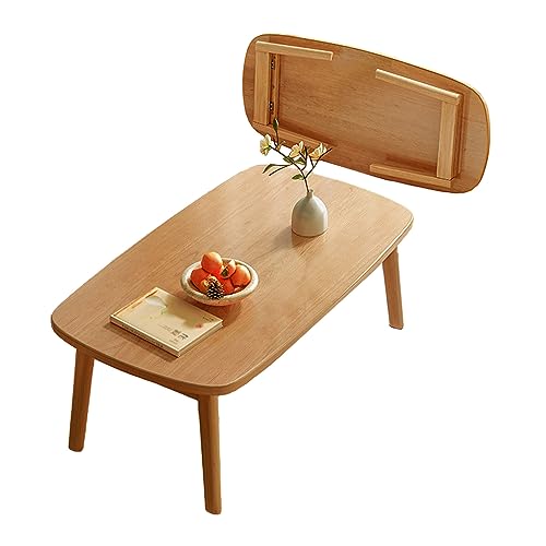 Folding Japanese Coffee Table,Tatami Floor Sitting Low Table Small Space Sofa Table,Balcony Side Table Dining Table für Schlafzimmer,Wohnzimmer,Balkon(Original Wood,100cm) von Taifuan