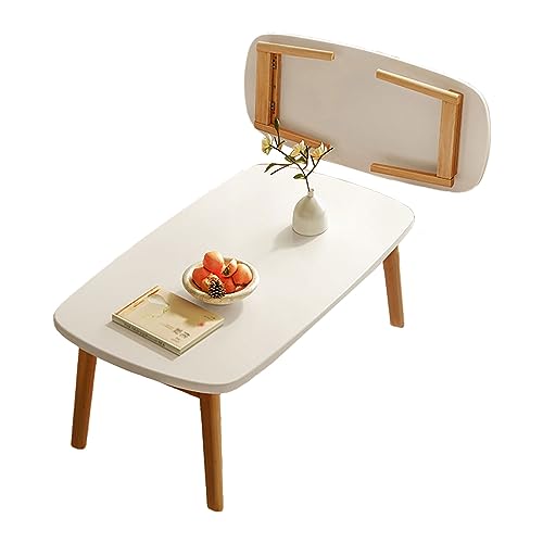 Folding Japanese Coffee Table,Tatami Floor Sitting Low Table Small Space Sofa Table,Balcony Side Table Dining Table für Schlafzimmer,Wohnzimmer,Balkon(White,80cm) von Taifuan