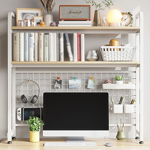 Taifuan Wohnheim-bücherregal für Schreibtisch, 2-Stöckiges Schreibtisch-Bücherregal, Organizer Tischregal für Computertisch, Holz-Arbeitsplatte Computer-Desktop-Bücherregal für Zuhause, Bürobedarf, von Taifuan