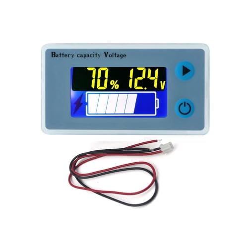 Taikuwu Batteriemonitor 12V/24V/48V LCD - Kapazitätsmesser, Voltmeter & Temperaturanzeige für Auto, Boot, Wohnmobil (Blei-Säure/LiFePO4/Lithium) von Taikuwu