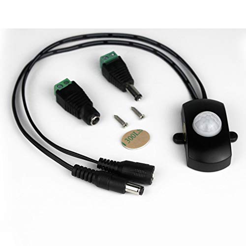 Taikuwu PIR Bewegungsmelder Schalter 5A für LED Streifen - Infrarot Sensor 120° Erfassungswinkel mit Einstellbarer Verzögerung (3-5m Reichweite) + DC Adapter Taikuwu PIR Bewegungsmelder Schalter 5A für LED Streifen - Infrarot Sensor 120° Erfassungswinkel mit Einstellbarer Verzögerung (3-5m Reichweite) + DC Adapter von Taikuwu