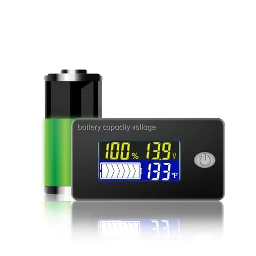 Taikuwu 12V-100V Universal Batterietester LCD Digital - Batteriekapazitätsmesser, Voltmeter mit Temperaturanzeige für Lithium/Blei-Säure/NiMH Batterien (Auto, Solar, Wohnmobil) von Taikuwu
