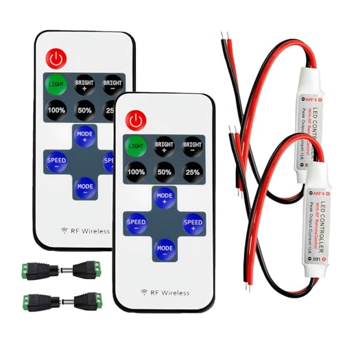 Taikuwu 2 Stücke LED Streifen Controller LED Strip Dimmer Kontroller DC 5V-24V 12A Empfänger RF Wireless Remote LED Stripe Fernbedienung Regler für 2 polig SMD 5050 3528 2835 5630 LED Band Taikuwu 2 Stücke LED Streifen Controller LED Strip Dimmer Kontroller DC 5V-24V 12A Empfänger RF Wireless Remote LED Stripe Fernbedienung Regler für 2 polig SMD 5050 3528 2835 5630 LED Band von Taikuwu