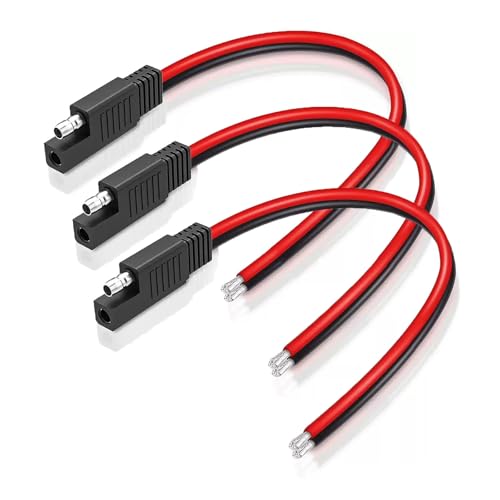 Taikuwu 3er SAE Verlängerungskabel 14AWG 30cm Rot/Schwarz - Set für Solaranlagen, Autobatterien, Elektrofahrräder - Hochflexible Kabel mit ABS-Gehäuse von Taikuwu