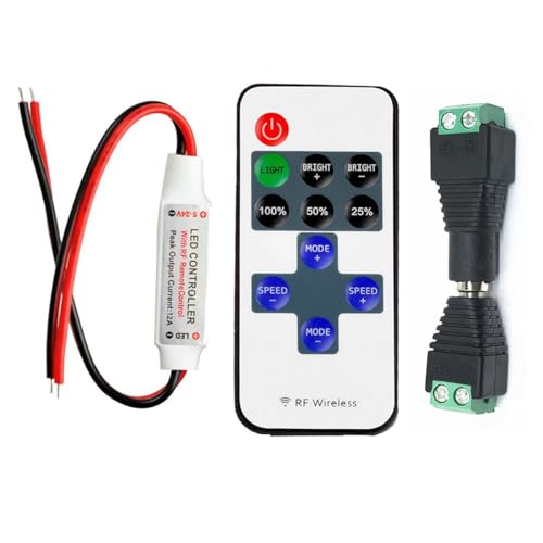 Taikuwu LED Streifen Controller, LED Strip Dimmer, DC 5V-24V, 12A, RF Wireless Fernbedienung, für SMD 5050 3528 2835 5630 LED Band von Taikuwu