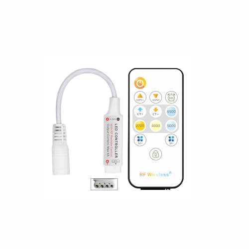 Taikuwu 13-Key RF Wireless LED Controller, 5V-24V 6A Mini CCT Dimmer with Memory Function & Delay Shutdown, Remote Color Temperature Controller 2700K-6500K for LED Strips von Taikuwu
