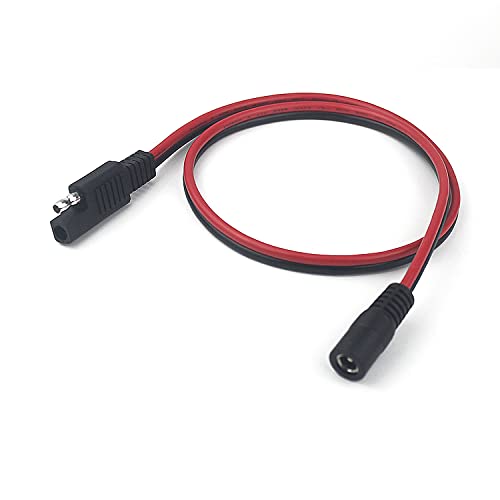 Taikuwu SAE zu DC5.5x2.1mm Buchser Adapterkabel 14AWG 60cm - 20A Starkstromkabel für Solaranlage, Motorrad, Auto-Batterie | Heizkleidung Adapter | Kupferkern Ladekabel von Taikuwu