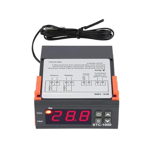 Taikuwu Temperaturregler AC 110V-220V Celsius Allzweck Digitaler Thermostat Temperaturkalibrierung mit NTC-Sensor Sonde für Fermentation Hatch Freezer Heizen/Kühlen Taikuwu Temperaturregler AC 110V-220V Celsius Allzweck Digitaler Thermostat Temperaturkalibrierung mit NTC-Sensor Sonde für Fermentation Hatch Freezer Heizen/Kühlen von Taikuwu