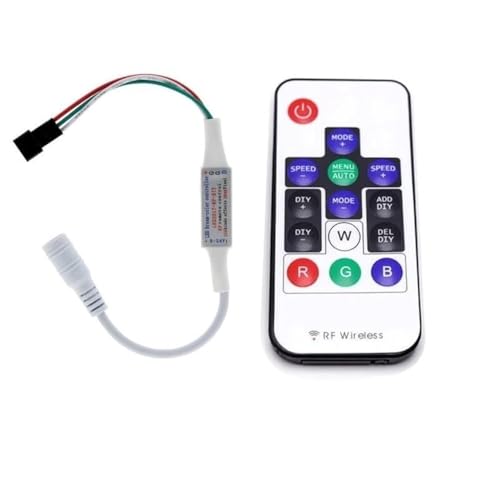 Taikuwu LED Controller WS2811/WS2812B Kompatibel - 14 Tasten RF Fernbedienung mit 358 Lichteffekten, 5-24V RGB Controller für LED Streifen Taikuwu LED Controller WS2811/WS2812B Kompatibel - 14 Tasten RF Fernbedienung mit 358 Lichteffekten, 5-24V RGB Controller für LED Streifen von Taikuwu
