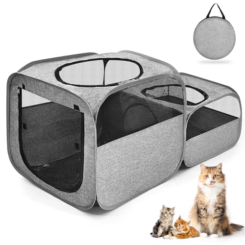 Tailtastic Großer Katzenlaufstall für den Außenbereich, faltbar, 2-in-1-Zonen, wasserdicht, Katzengehege, Welpengehege für den Außenbereich, tragbarer Haustier-Laufstall mit weichen Seiten, ideal für Tailtastic Großer Katzenlaufstall für den Außenbereich, faltbar, 2-in-1-Zonen, wasserdicht, Katzengehege, Welpengehege für den Außenbereich, tragbarer Haustier-Laufstall mit weichen Seiten, ideal für von TailTastic