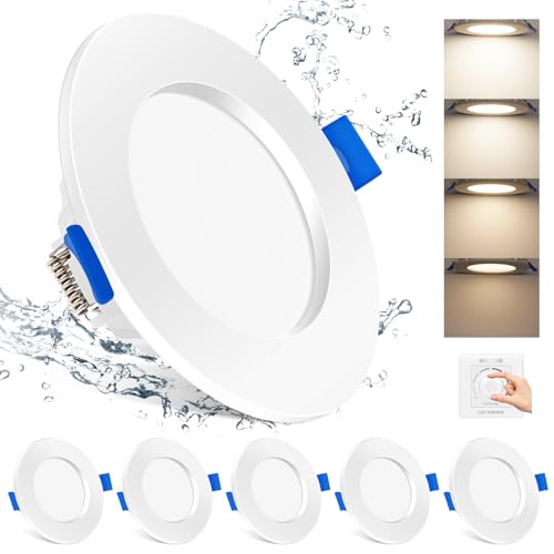 Led Spots 230V Ultra Flach Dimmbar, 26mm 6W Neutralweiß 4000K IP44 Badleuchten Einbaustrahler Deckenspots Loch 68-80mm, 6er Set 500LM Deckenstrahler Einbauleuchten für Badezimmer Wohnzimmer Küche von Tailcas