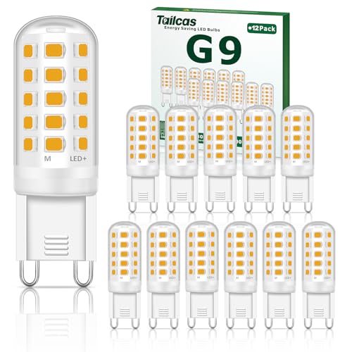 Tailcas G9 Led Lampe, 12er G9 Led Warmweiß 3000K 500LM 5W Ersatz 50W Halogenlampen, AC/DC 220-240V Led Lampen, Led Leuchtmittel Kein Flackern Nicht Dimmbar für Wohnzimmer, Schlafzimmer, Küche von Tailcas