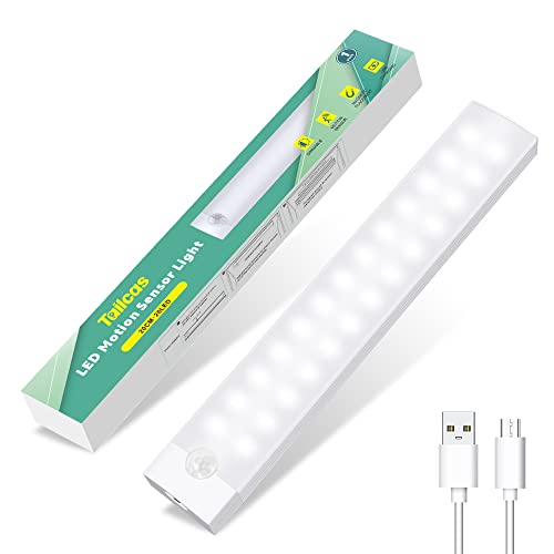 Tailcas Unterbauleuchte Küche Led, USB Wiederaufladbar Schrankbeleuchtung Dimmbar Schranklicht mit Bewegungsmelder, 26LED Auto/On/Off Schrankleuchte für Kleiderschrank Treppe, 20cm von Tailcas