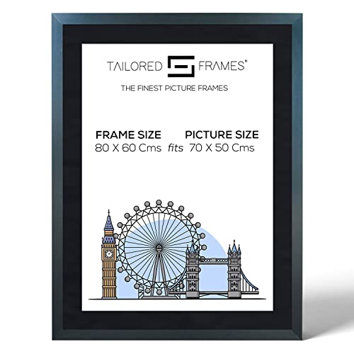 Tailored Frames Bilderrahmen, quadratisch, 80 x 60 cm, mit schwarzem Passepartout, Schwarz von Tailored Frames