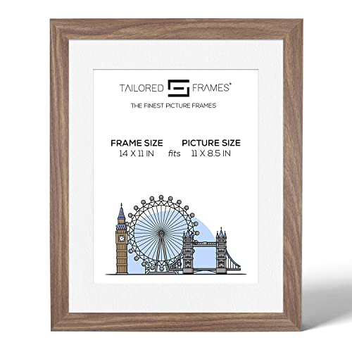 Tailored Frames Bilderrahmen, quadratisch, Walnussholz, 35,6 x 27,9 cm, mit weißem Passepartout, zum Aufhängen von Tailored Frames