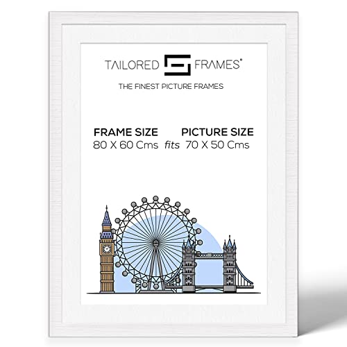 Tailored Frames Bilderrahmen mit weißem Passepartout, 80 x 60 cm, für 70 x 50 cm, Weiß von Tailored Frames