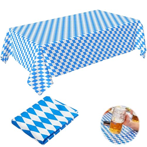 Oktoberfest Tischtuch,275 * 128cm Bayerische Tischdecke, Bayrisch Blau Tischdecken,Oktoberfest Party Dekorationen,Blau und Weiß Deko Oktoberfest,Bayerisch Blau,Partytischdecke Bayerisches von TaimeiMao