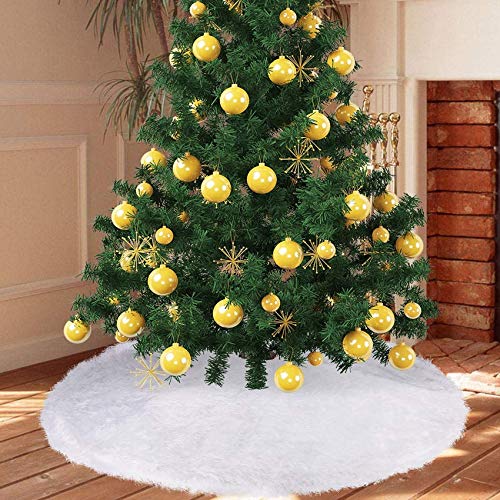 ​35 Zoll/90cm Weihnachtsbaum Rock,Rund Weihnachtsbaum Decke,Weihnachtsbaumdecke Weiß,Tannenbaumdecke Teppich,Weihnachtsbaum Decke ​Plüsch,Kunstpelz Tannenbaum Rock für Weihnachten Dekorationen von TaimeiMao