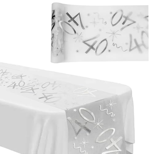 Deko 40 Geburtstag Mann Frauen 28cm × 10m Tischdecke Silber Tischläufer Rolle Glänzend Silberfolie Tischdeko Tischband aus Dekostoff Netz Happy Birthday für Party Geschenke DIY Basteln Deko 40 Geburtstag Mann Frauen 28cm × 10m Tischdecke Silber Tischläufer Rolle Glänzend Silberfolie Tischdeko Tischband aus Dekostoff Netz Happy Birthday für Party Geschenke DIY Basteln von TaimeiMao