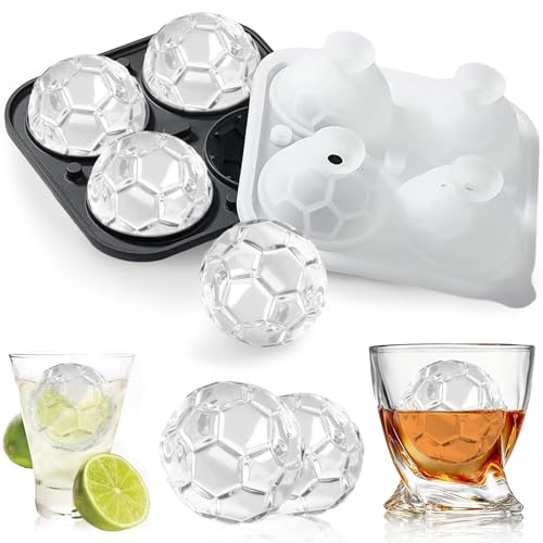 Große Eiswürfelform Silikon, 2 Zoll Eiskugelform Silikon mit Deckel, Runde Eiswürfelform Fußball, Whiskey Eisform, Eiswürfel Form Kugel, Eingefroren Eiswürfel, für Cocktails, Whiskey und Saft von TaimeiMao