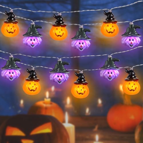 Halloween Lichterkette,Mehrfarbig Halloween Kürbis Lichterkette mit USB, 3M 20 LED Kürbis Deko String Lichter, Halloween Deko Indoor, Hut Kürbis Lichterketten für Garten, Party Deko Halloween Lichterkette,Mehrfarbig Halloween Kürbis Lichterkette mit USB, 3M 20 LED Kürbis Deko String Lichter, Halloween Deko Indoor, Hut Kürbis Lichterketten für Garten, Party Deko von TaimeiMao