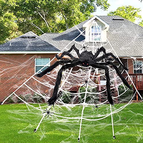 Halloween Spinnennetz ​Spinngewebe Dekoration Set,7m * 5.5m Super Stretch Cobweb,Halloween Outdoor Yard Dekor,Triangle Spinne Web ​für Geister-Party im Freien,Halloween Party Gartendekoration von TaimeiMao