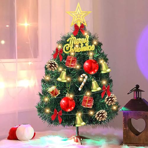 Mini Weihnachtsbaum 30 cm, Künstlicher Weihnachtsbaum, Tisch Weihnachtsbaum mit LED Lichterkette, Kleiner Weihnachtsbaum, Weihnachtsdekoration, Christmas Tree mit Christbaumschmuck von TaimeiMao