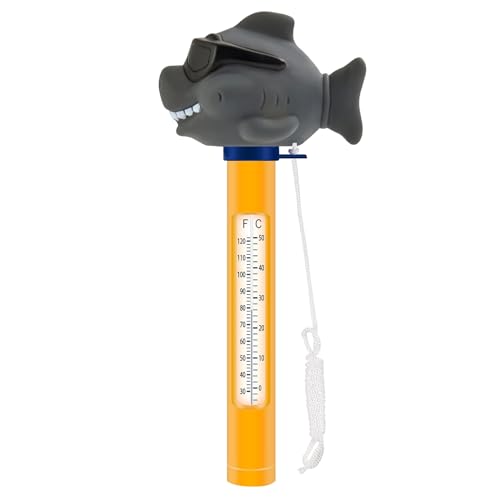 Pool Thermometer Schwimmend,Leicht Ablesbar Wasser Temperatur Thermometer,Schwimmbadthermometer,mit String Bruchfest,Geeignet für Swimmingpool,Tubs (Haie-Grau) von TaimeiMao