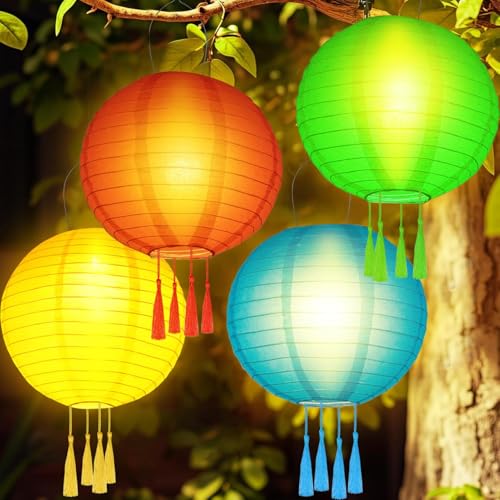 Solar Lampions Außen Wetterfest, 4 Stück Lampions Solar Outdoor, Lichterkette solar Außen Wetterfest LED Laternen, Wasserdicht Hängende Gartenlaterne mit 4 Quaste für Garten Terrasse Hof usw (20cm) Solar Lampions Außen Wetterfest, 4 Stück Lampions Solar Outdoor, Lichterkette solar Außen Wetterfest LED Laternen, Wasserdicht Hängende Gartenlaterne mit 4 Quaste für Garten Terrasse Hof usw (20cm) von TaimeiMao