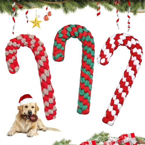 TaimeiMao 3Pcs Hunde Kauspielzeug, Hundespielzeug Seil,Weihnachts-Zuckerstangen-Seil, Hundeseilspielzeug, Weihnachten Hundespielzeug,Weihnachts Zuckerstange Seil,Weihnachten Hund Haustiere Kauen (A) von TaimeiMao
