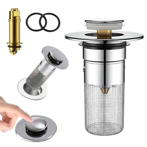 Universal Pop Up Abflusssieb,34-40mm Abflussstopfen Waschbecken mit Haarsieb,Abflussstopfen füR Aufsatzwaschbecken,Abflusssieb Abflussstopfen für Abfluss Ablauf. von TaimeiMao